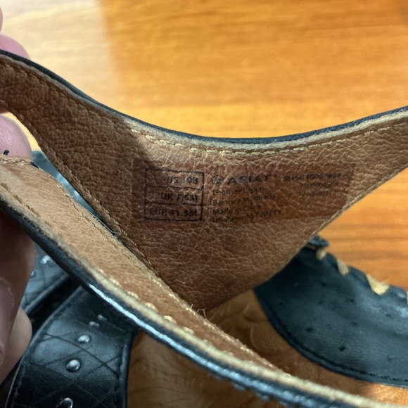 Ariat Women Black Leather Wedge Sandals Strappy Slingback Open Toe Size 10 - Picture 9 of 9